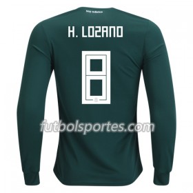 Camisetas México H.Lozano 8 Primera Equipacion Mundial 2018 Manga Larga